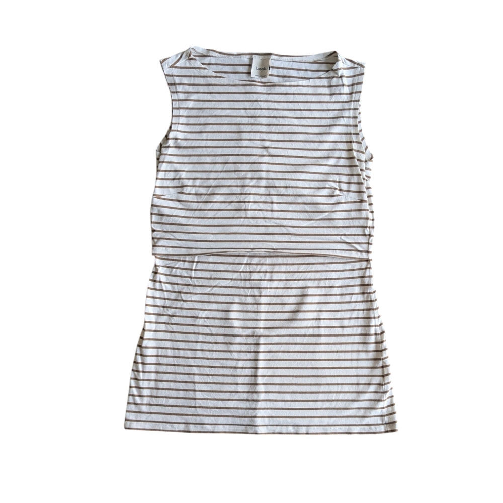 Boob Design White and Brown Striped Tank Top